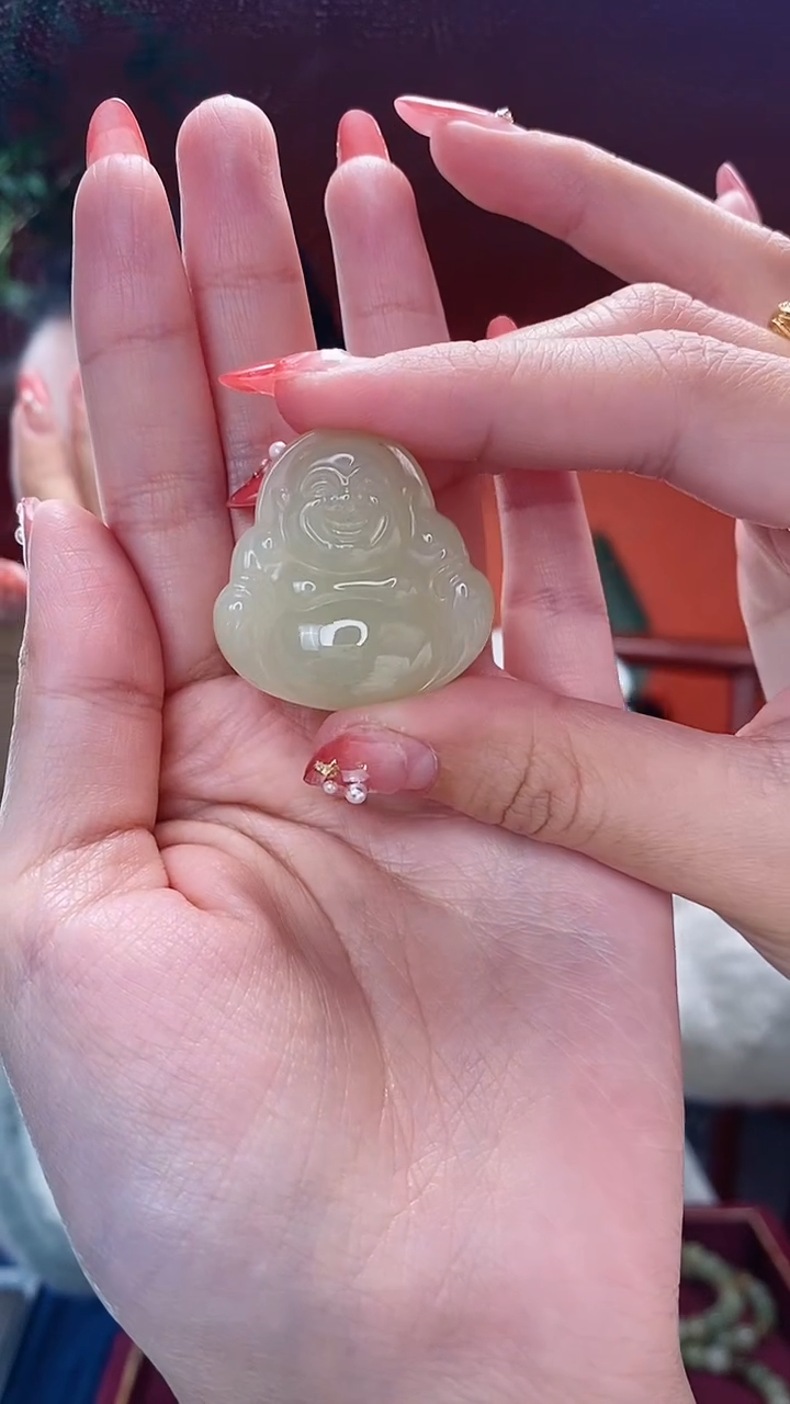 【闪购商品】和田玉挂件未镶嵌甘黄弥勒佛吊坠