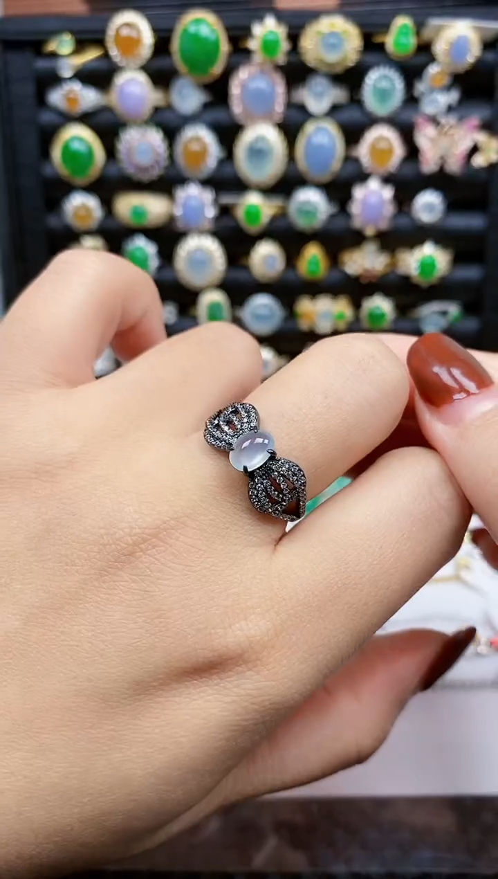 银S925镶嵌戒指翡翠387