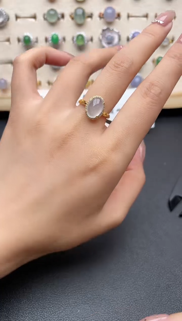 【闪购商品】翡翠戒指银S925镶嵌一物一证一礼盒