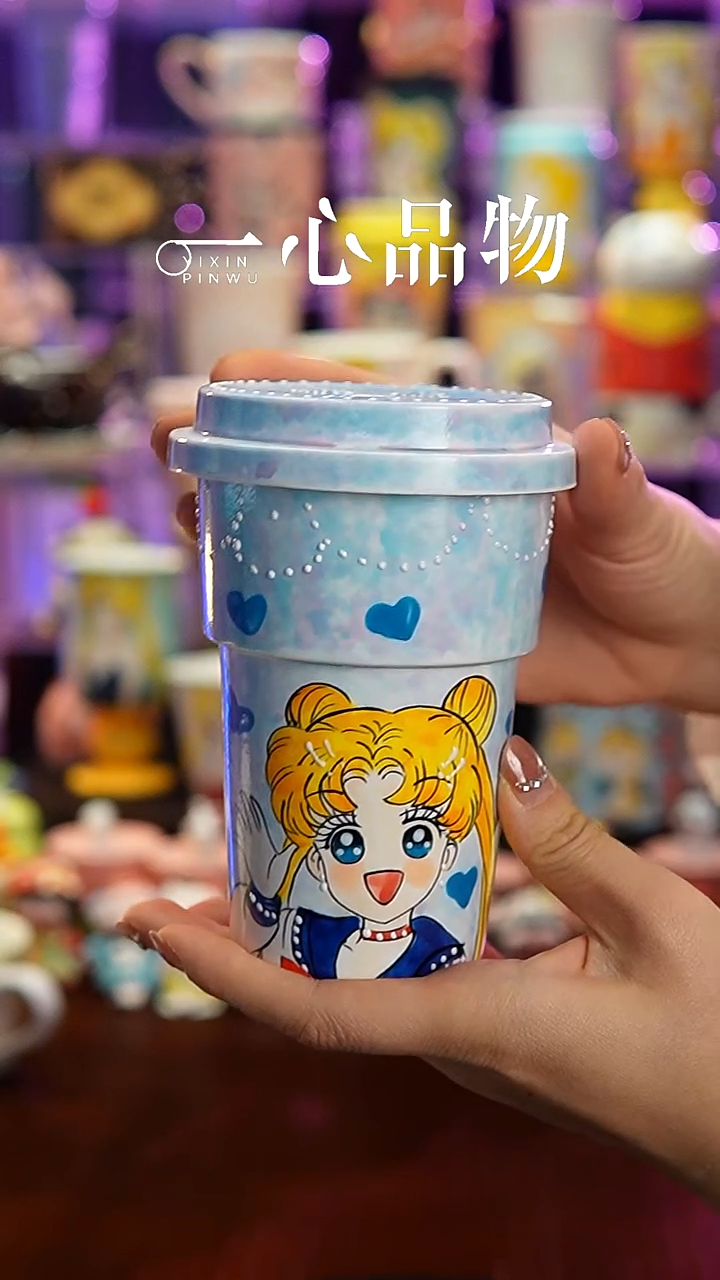 杯子瓷H90景德镇手工手绘杯子摆件