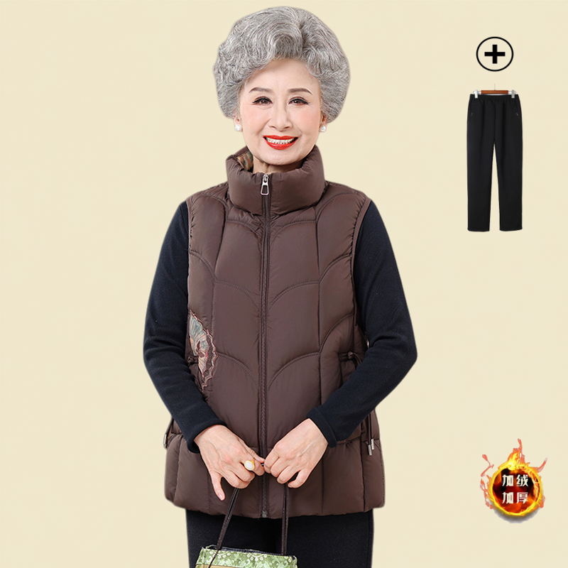中老年妈妈马甲加棉奶奶装女马夹加厚保暖老人背心老太太坎肩外套