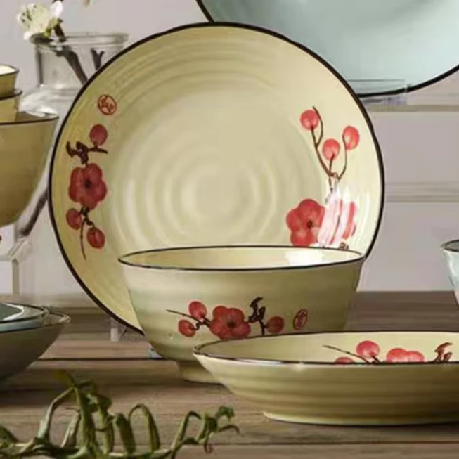 十里梅花7英寸圆盘 6个装 加大加厚 防烫手微波炉洗碗机可用