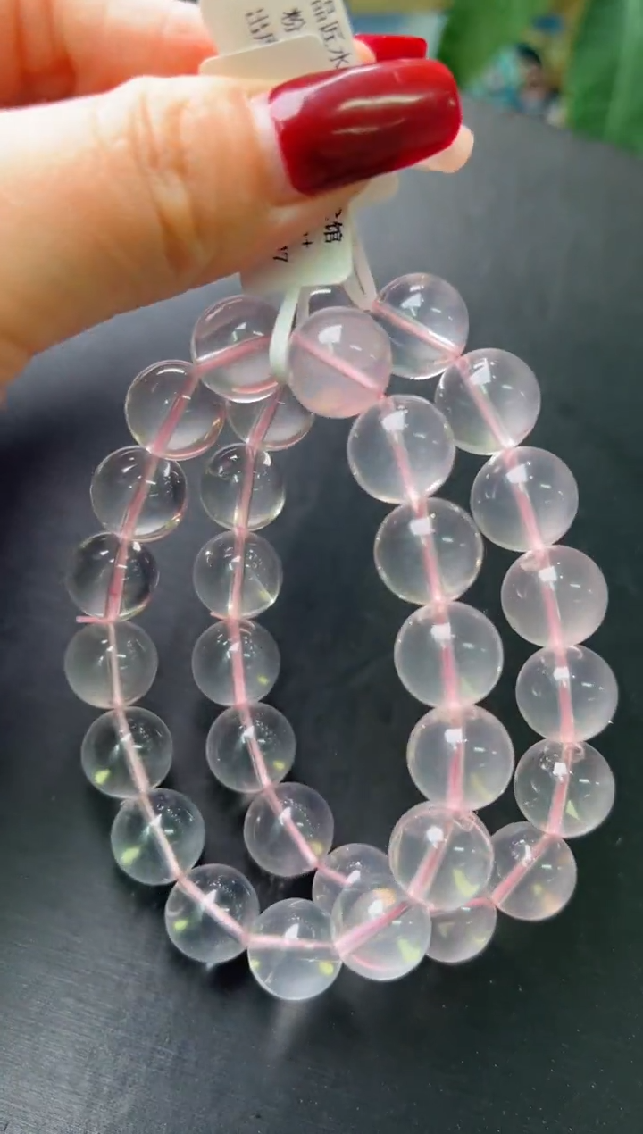 【闪购商品】水晶手串未镶嵌粉水晶手串13m+多样性发一X30966