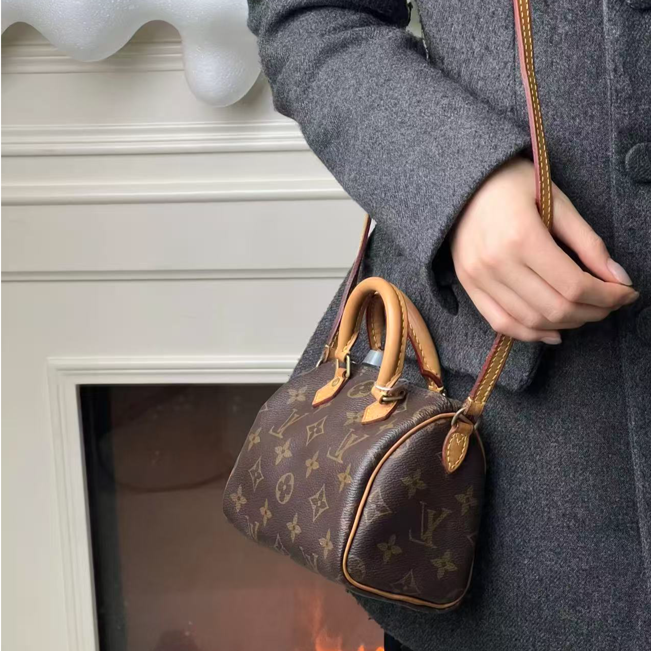 95新 LouisVuitton/路易威登 speedy nano老款老花单肩包/优品