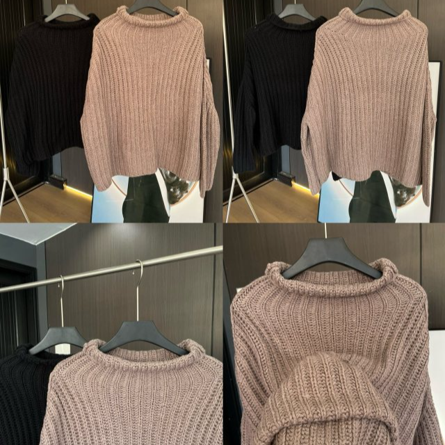 21198-针织圆领毛衣宽松韩版小半高领