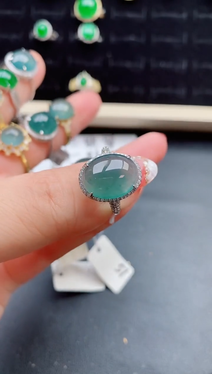 【闪购商品】翡翠戒指银S925镶嵌585005