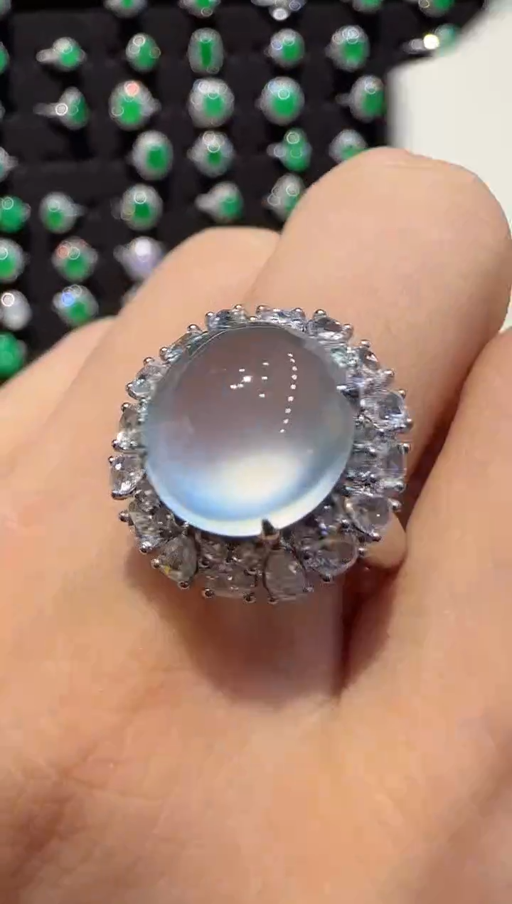 【闪购商品】翡翠戒指18K金镶嵌戒指42800纷纷笔22800