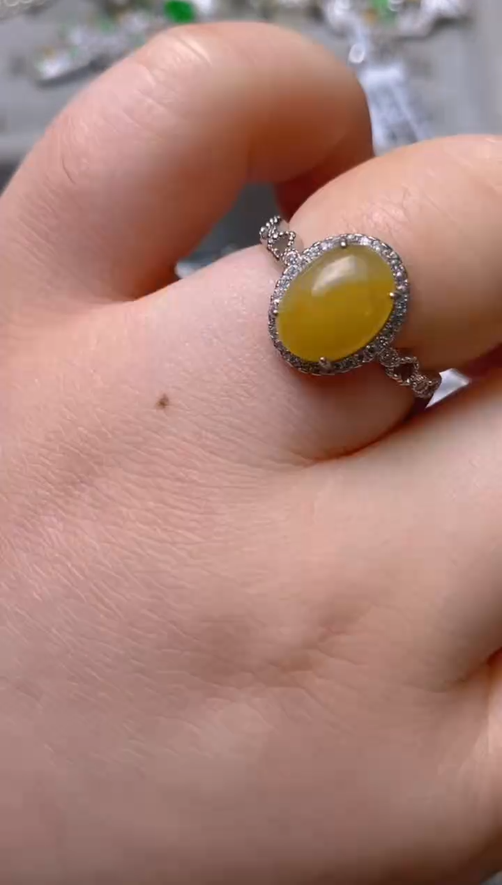 银S925镶嵌戒指翡翠百内无证书