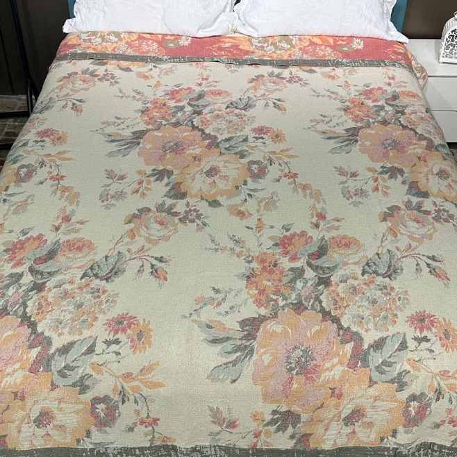 田园牧歌-2*2.3雨露汉麻亲肤工艺提花床盖