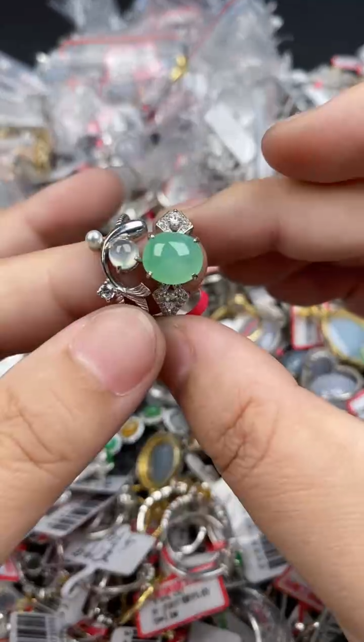银S925镶嵌戒指翡翠2121   3