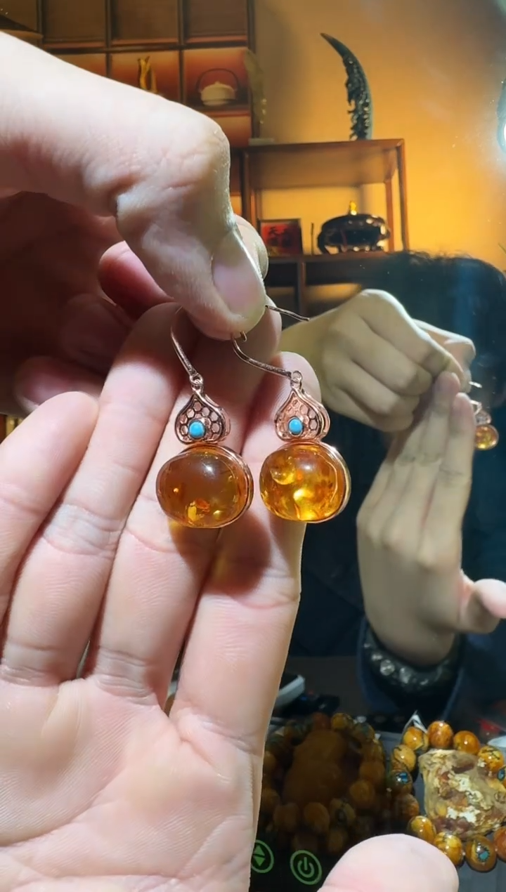 琥珀颈饰银S925镶嵌0828天然蜜蜡珠宝奇石