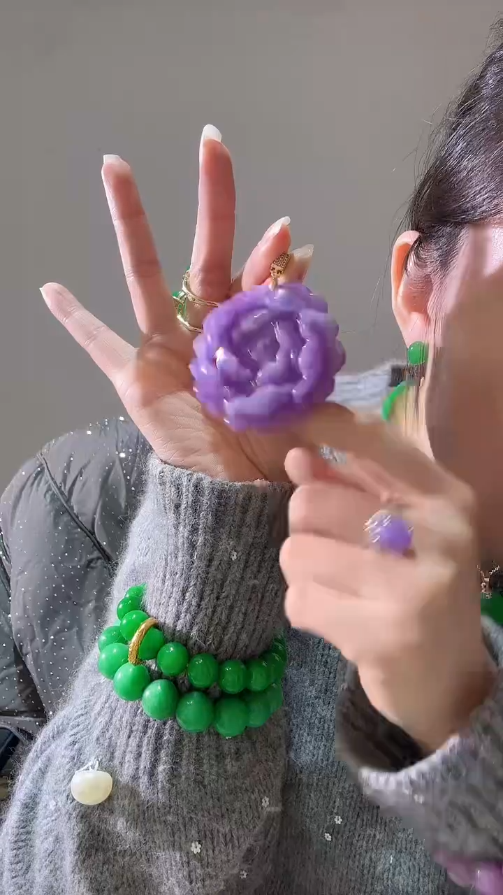 套链未镶嵌翡翠紫大花吊坠