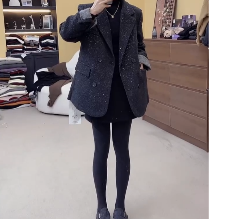 2024冬季新款时尚女装网红高级感休闲爆款西服领外套女ZX