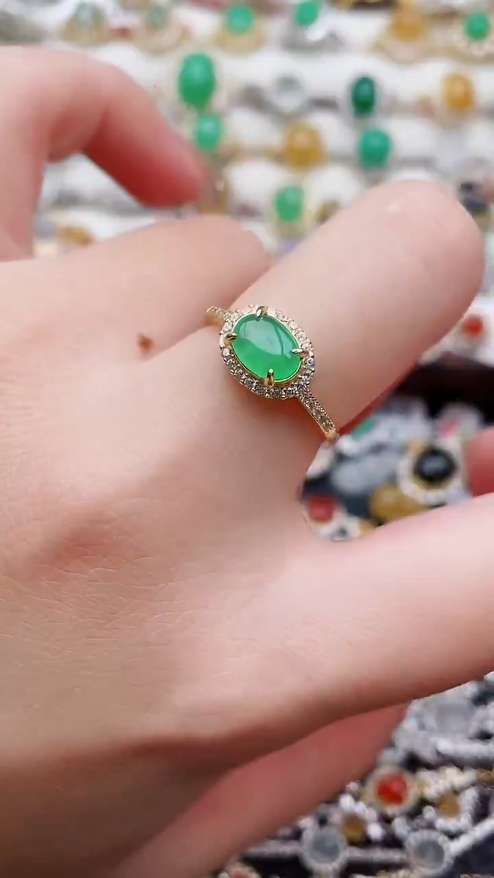 银S925镶嵌戒指翡翠201