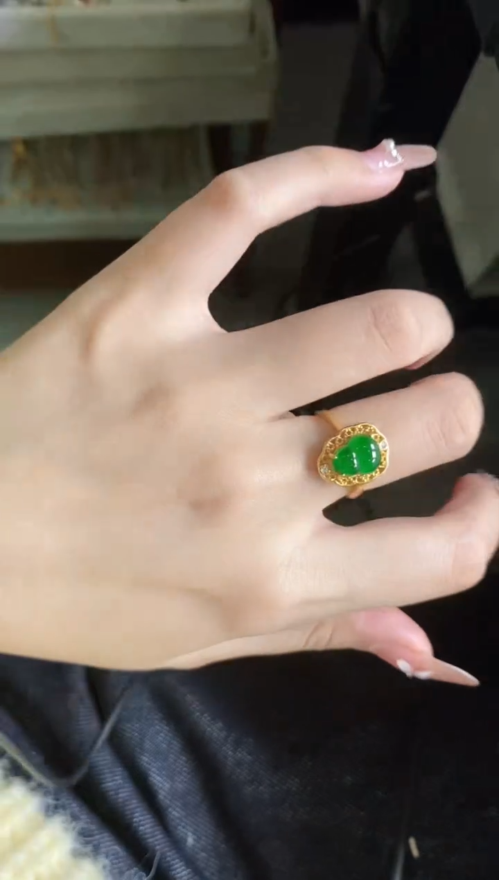 【闪购商品】翡翠戒指银S925镶嵌51-2