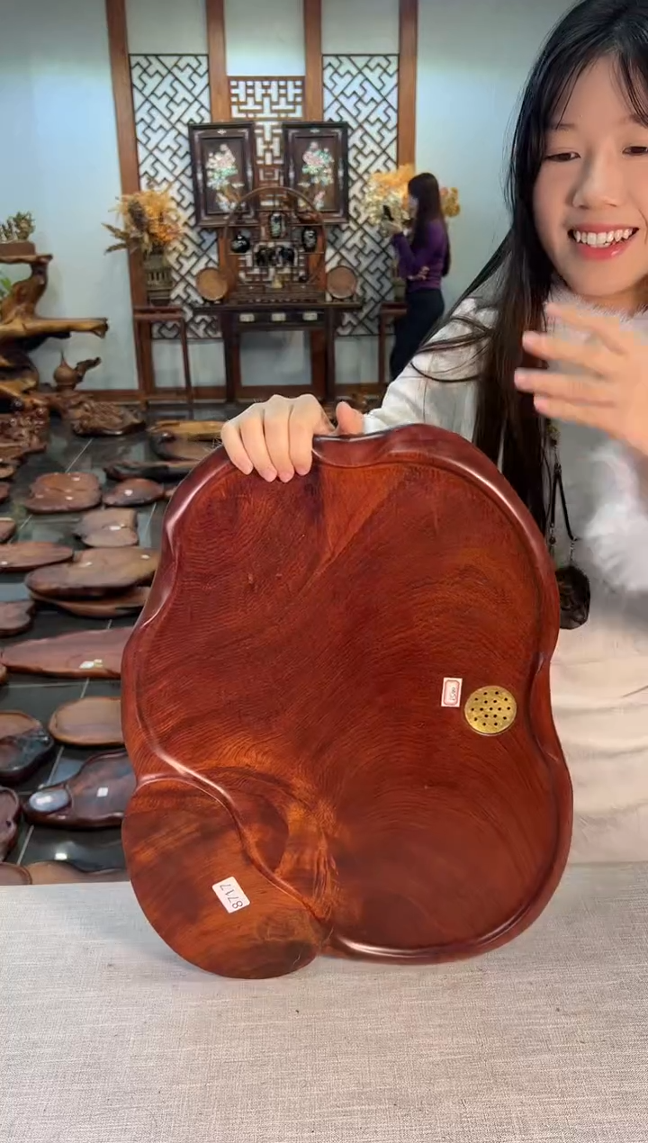 【闪购商品】大果紫檀（缅甸花梨）茶盘8717