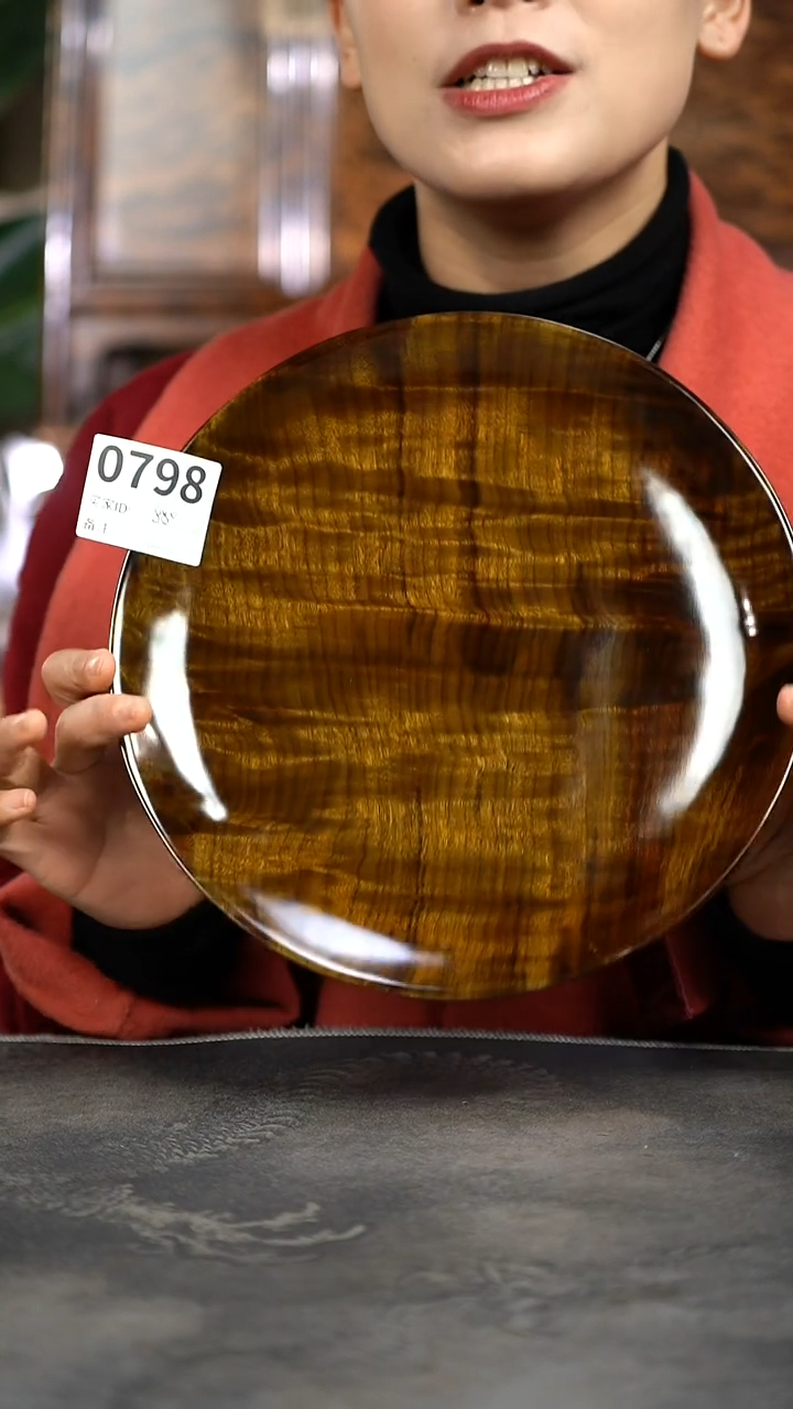 【闪购商品】金丝楠木雕满花精工大果盘798