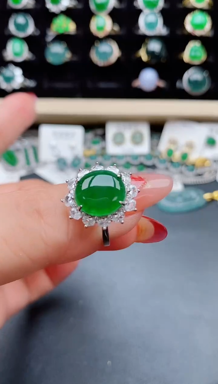 【闪购商品】翡翠戒指银S925镶嵌321312