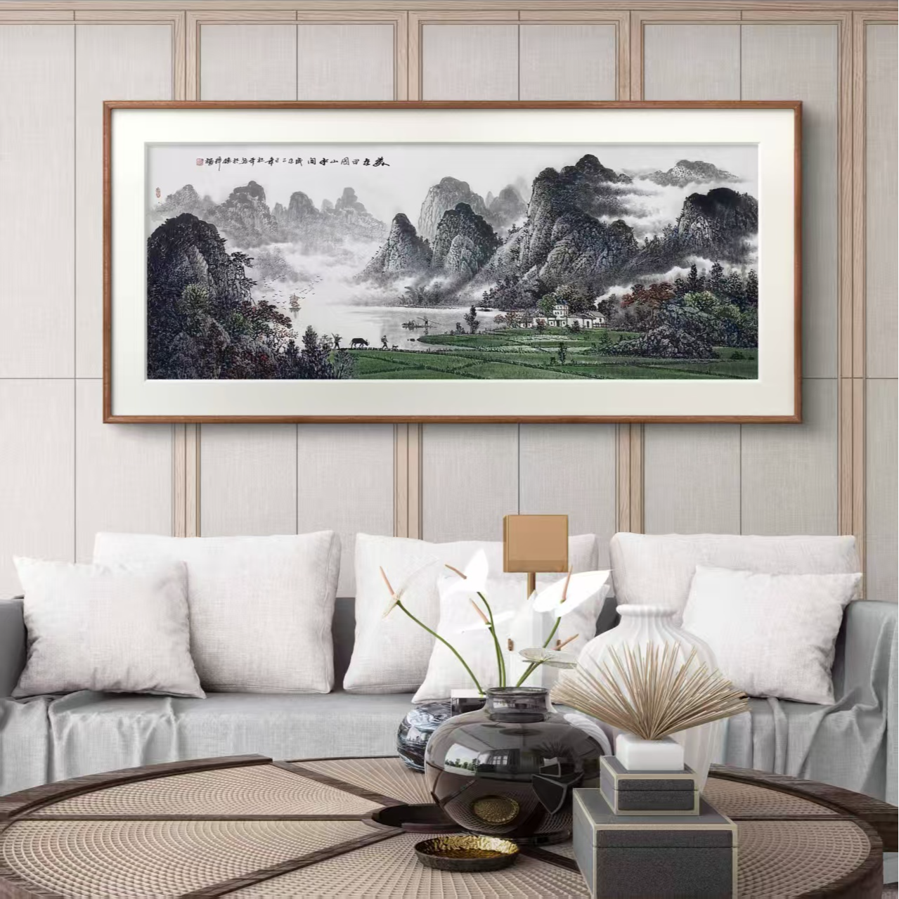 【聚优】杜平180*70纯手绘国画山水画收藏，客厅中堂办公室书房挂画