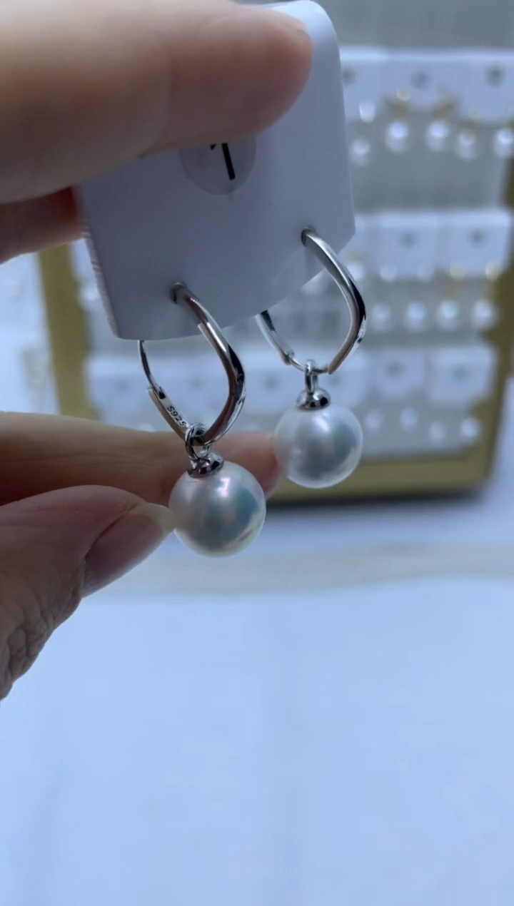 银S925镶嵌耳饰淡水珍珠1