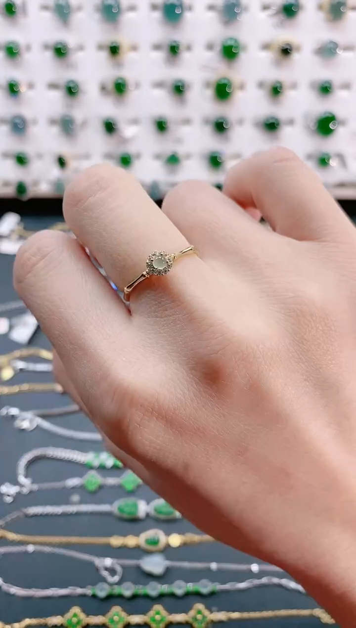 【闪购商品】翡翠戒指银S925镶嵌天然翡翠