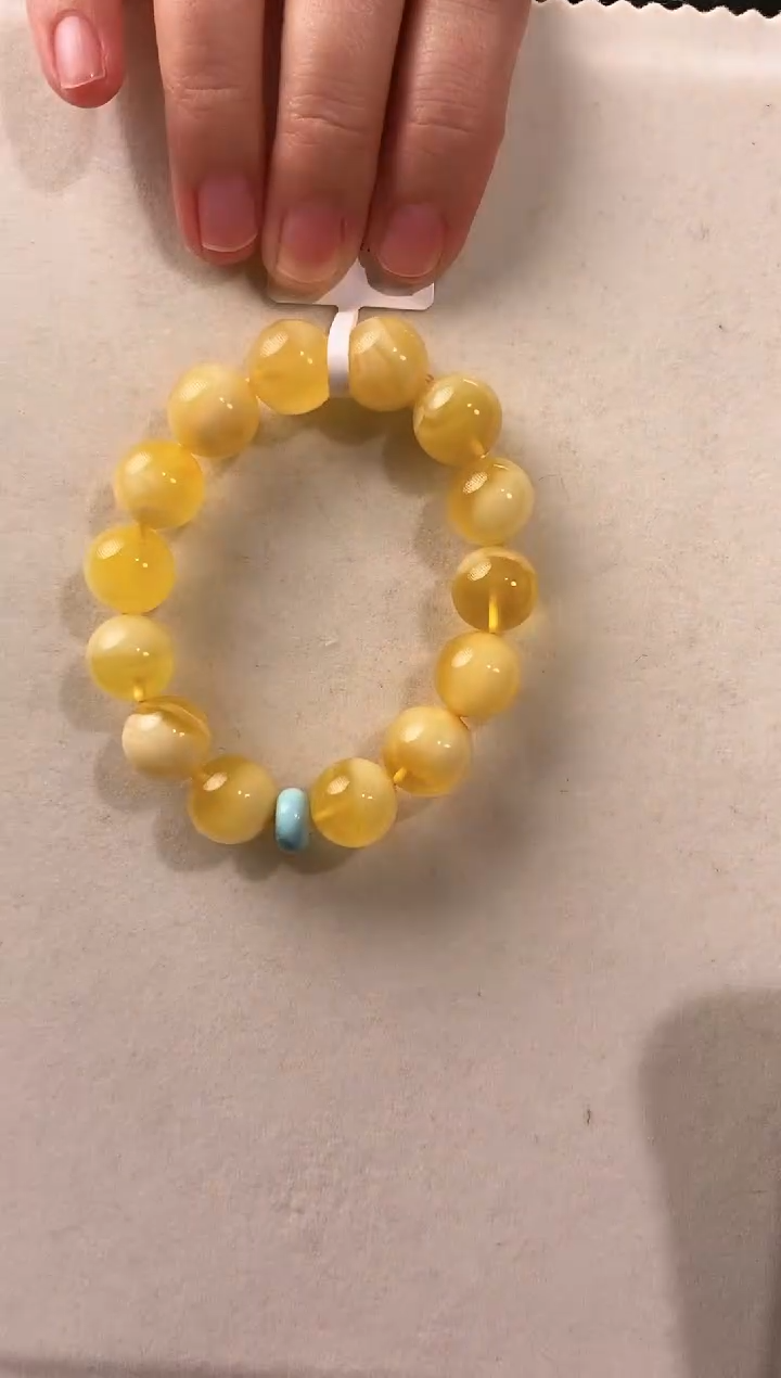 手串蜜蜡未镶嵌夏*金白蜜蜡圈圈13.4MM