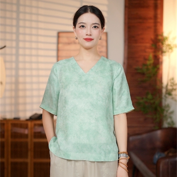 茉莉 新中式国风  夏季时尚休闲衬衫 100025 M