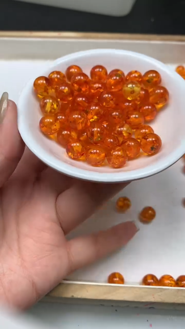 裸石琥珀未镶嵌C7770 （深）红 花 珀10mm20个15元