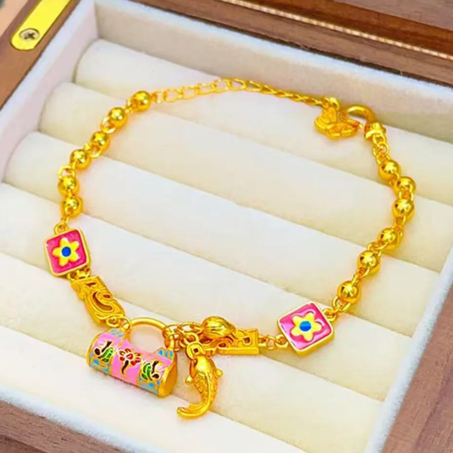 铜合金手链 008珐琅繁华锁包锦鲤手链烧蓝珐琅彩手链