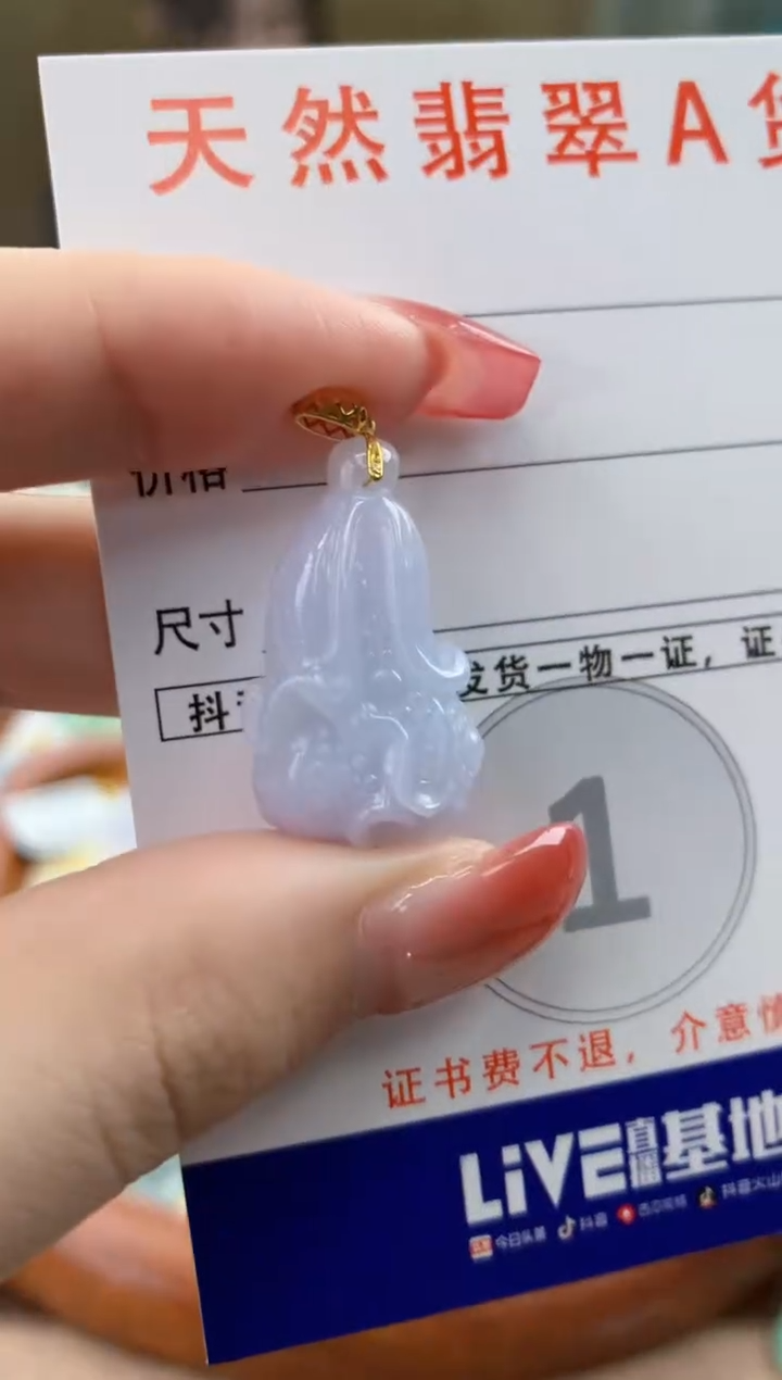 颈饰18K金镶嵌翡翠天然A货翡翠挂件