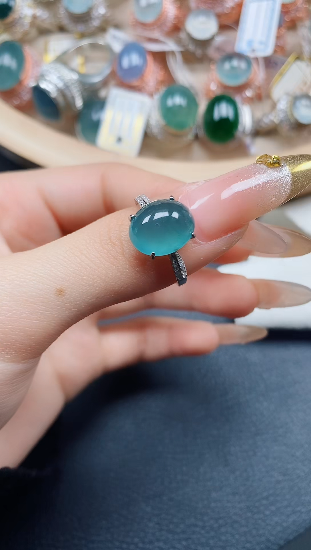 【闪购商品】翡翠戒指银S925镶嵌翡翠