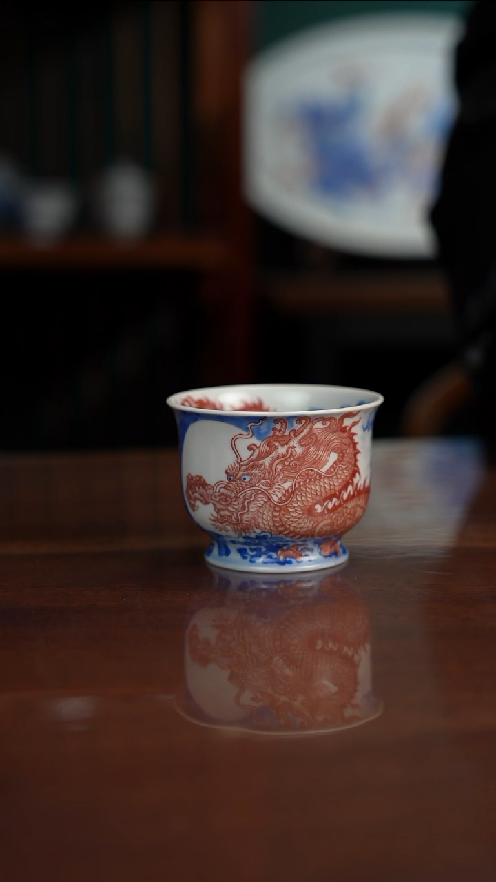 自成柴窑青花釉里红