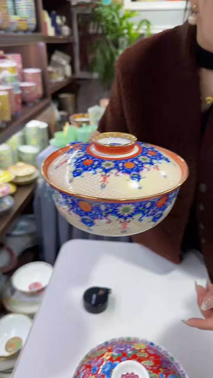 【闪购商品】瓷片7.5英寸【盖碗】1个景德镇陶瓷