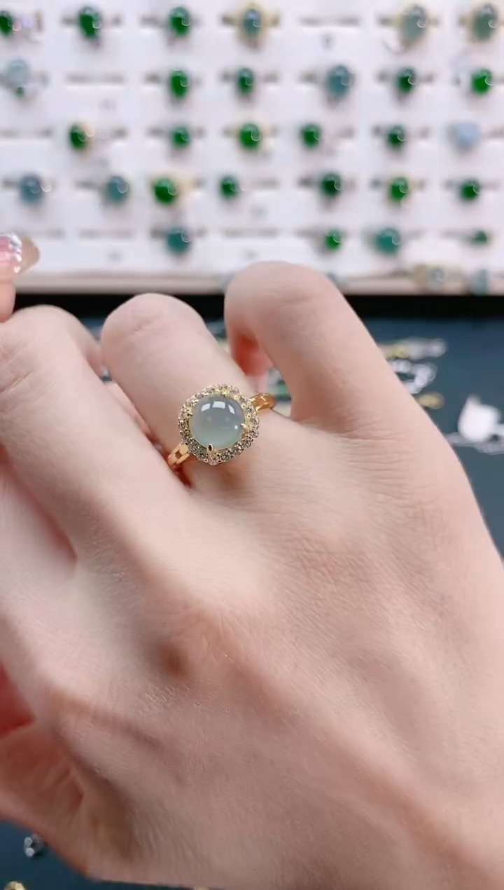 【闪购商品】翡翠戒指银S925镶嵌天然翡翠