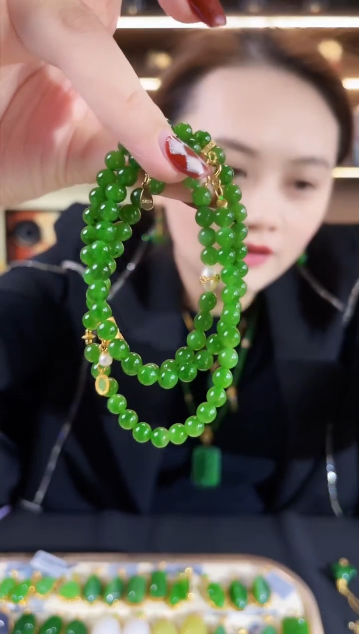 【闪购商品】和田玉·银S925镶嵌圆珠珠链一条