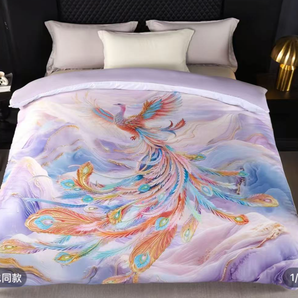 臻彩凤凰藏红花被