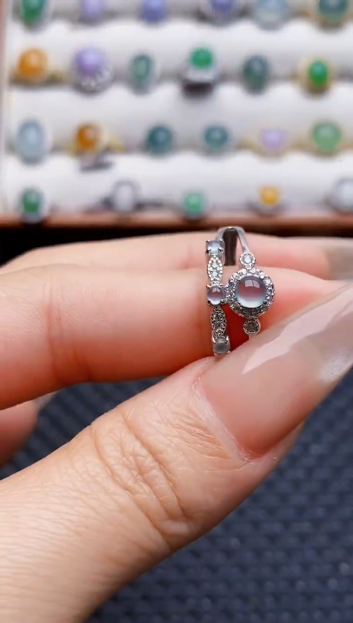 银S925镶嵌戒指翡翠9190