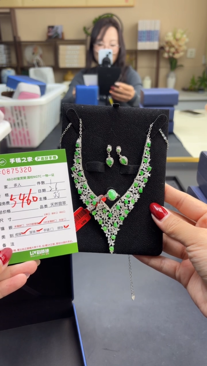 【闪购商品】翡翠套链银S925镶嵌多人