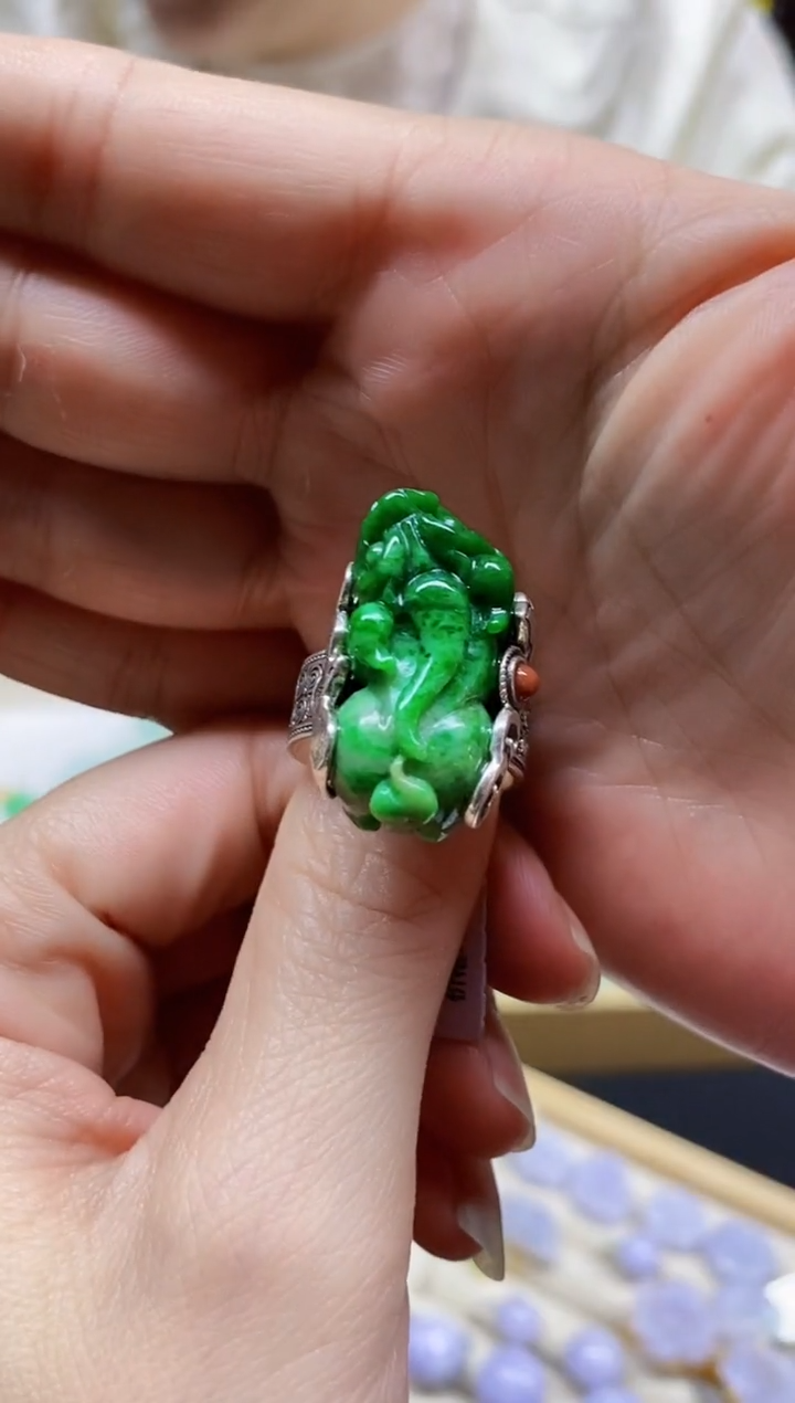 颈饰未镶嵌翡翠红戒指