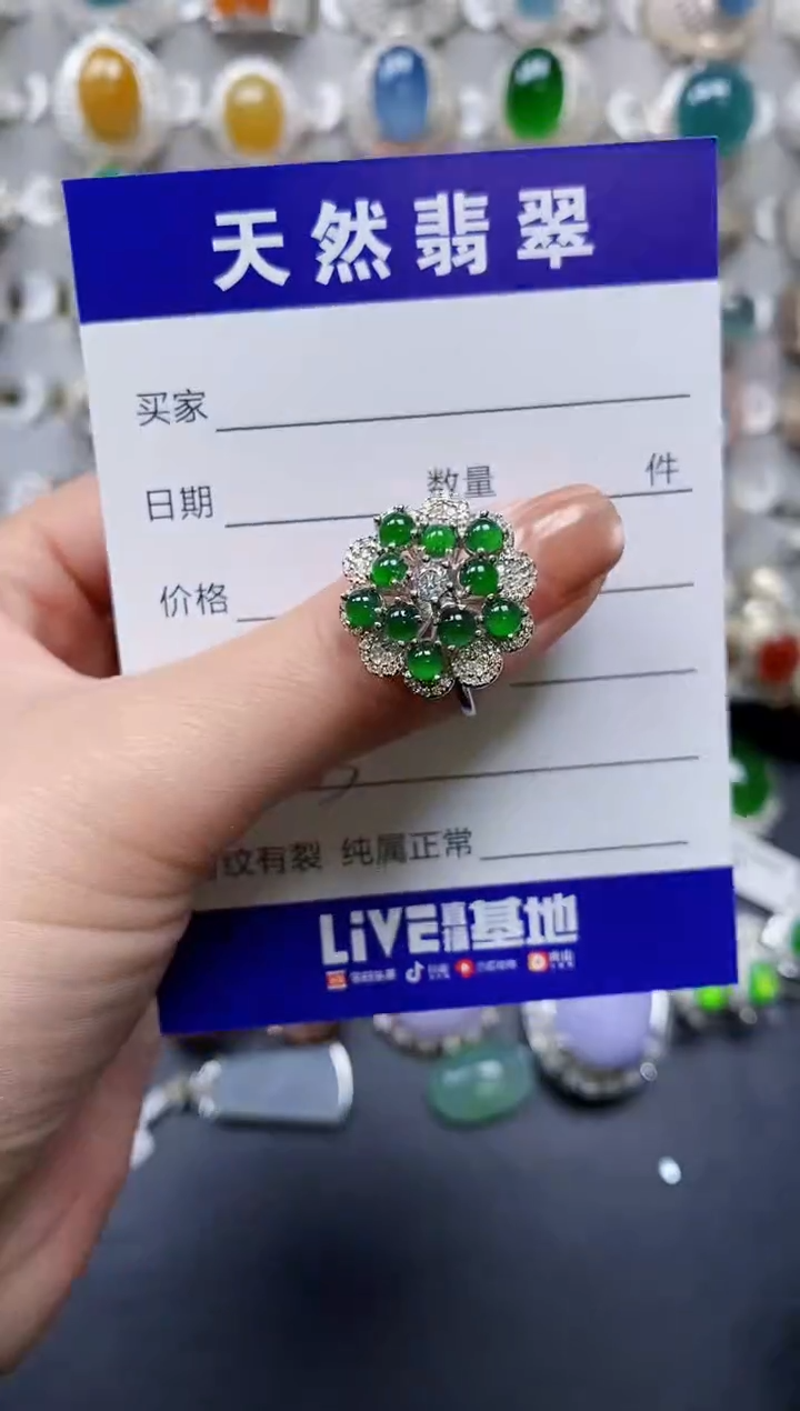 【闪购商品】翡翠戒指银S925镶嵌0583