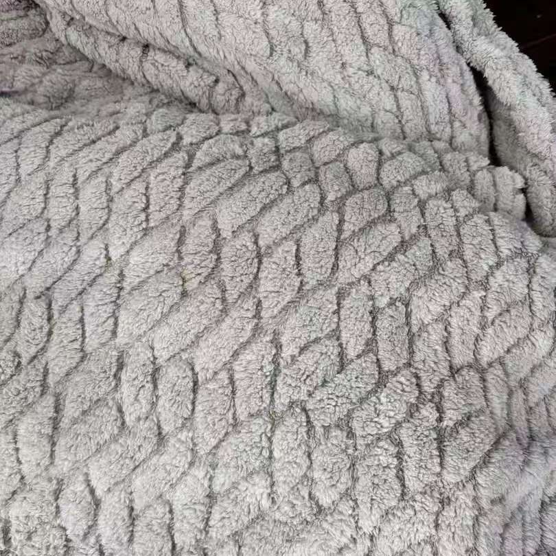 【福利卡其鱼纹】双人提花毛毯被180