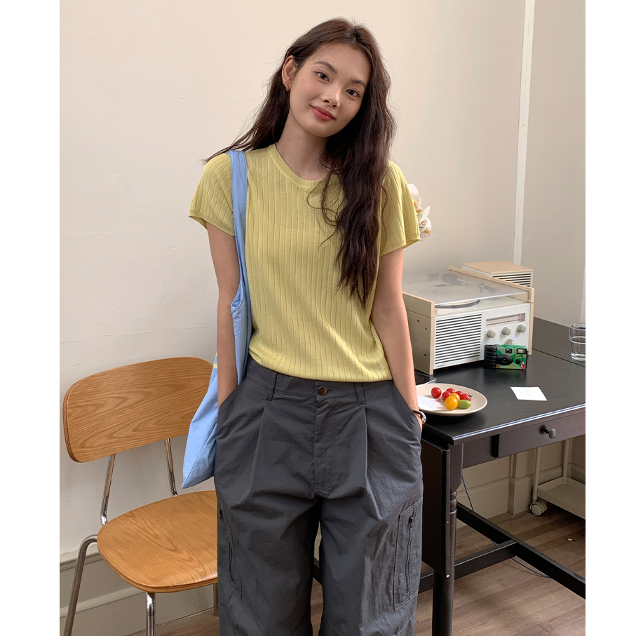 十三行~亚麻韩版福秒毛织上衣#50280
