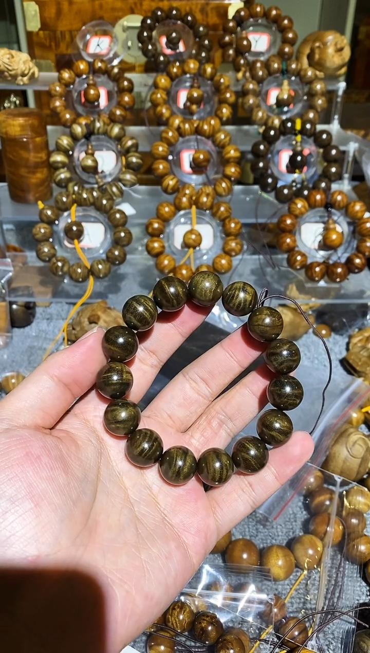 阴沉木手串/手链阴沉木水波纹1.5手串