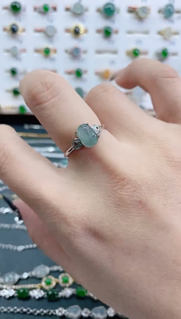 银S925镶嵌戒指翡翠天然翡翠