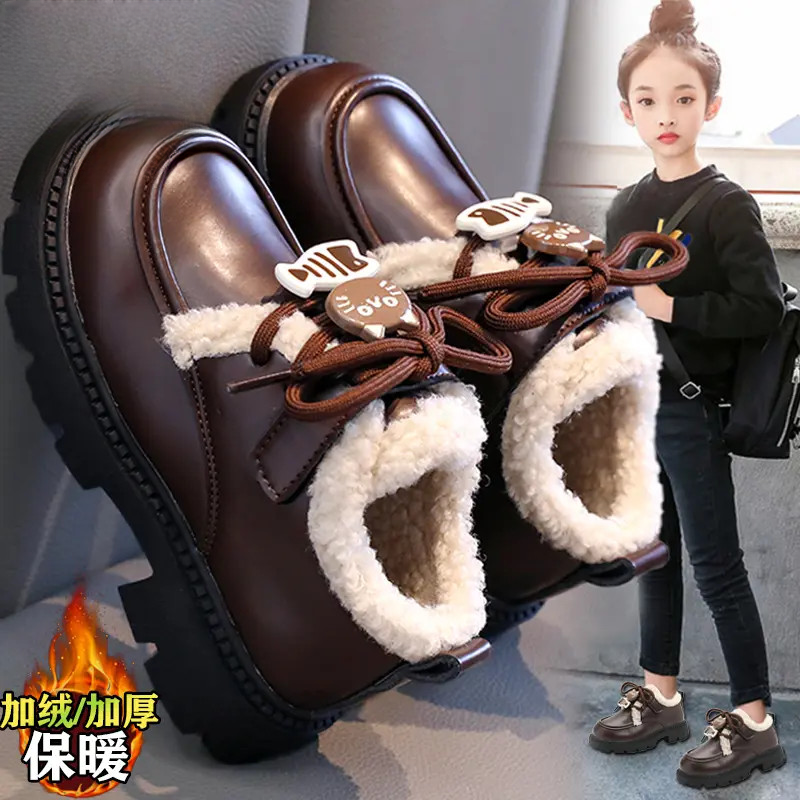 璟钰女童皮鞋秋季2025新款儿童时尚乐福鞋女孩软底公主单鞋加绒