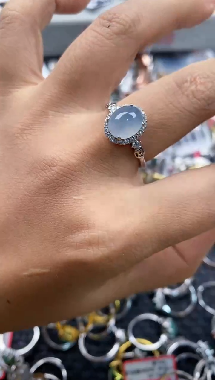 银S925镶嵌戒指翡翠888---9