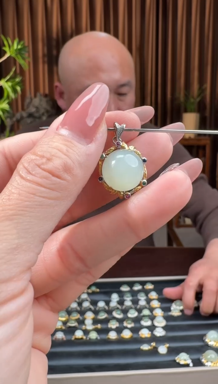 颈饰银S925镶嵌和田玉81天明12.4多样性拍一发一