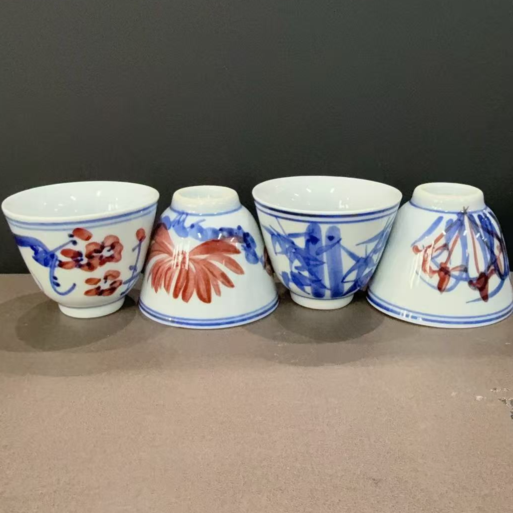 B041景德镇制陶瓷梅兰竹菊四件套