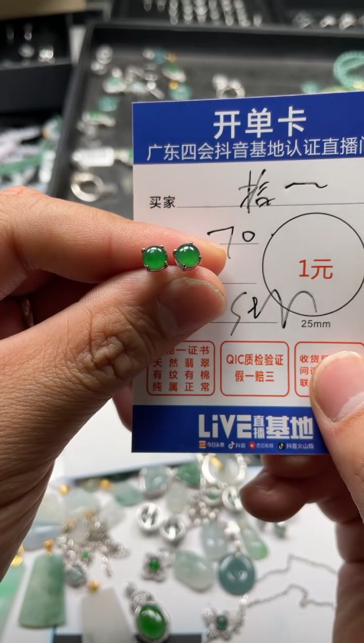 【闪购商品】翡翠颈饰银S925镶嵌耳钉