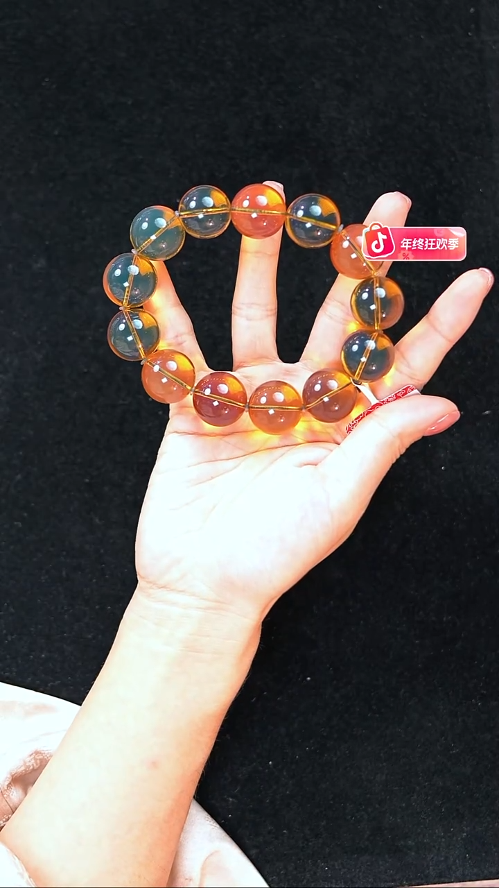 琥珀未镶嵌珠宝奇石18mm蓝珀手串
